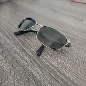 Ray-Ban RB3534 004 Sunglasses Mens Black Metal Rectangular Grey Lens 59-17-135